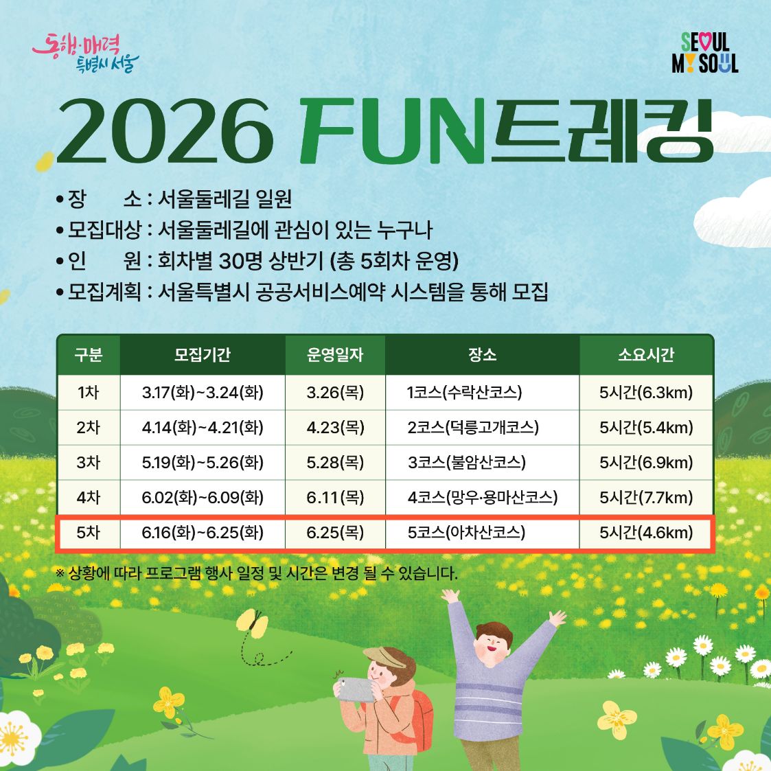 [서울둘레길안내센터] 2026펀트레킹 5차 6/25(목)