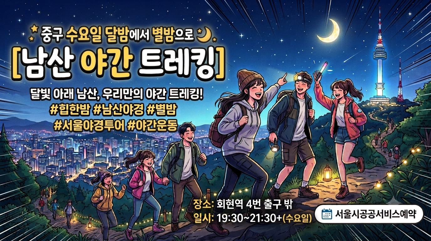 중구 수요일 달밤에서 별밤으로 남산 야간 트레킹