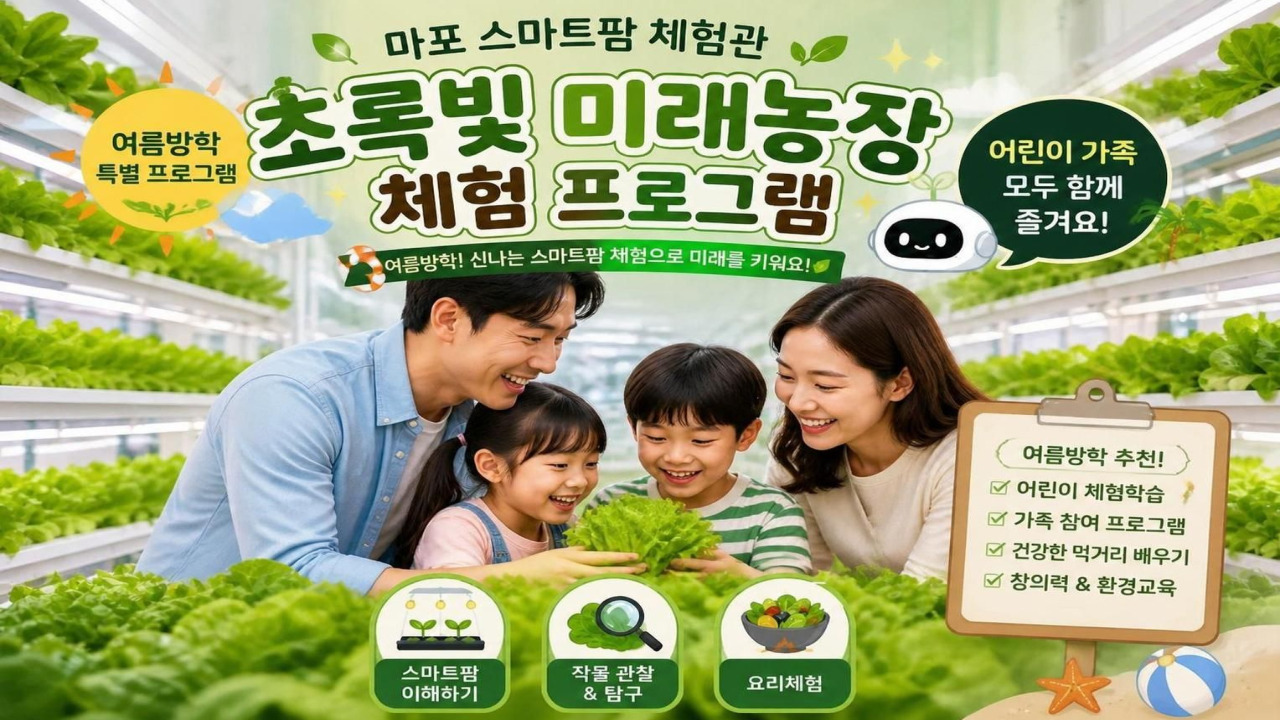 8월[마포 스마트팜 체험관] 어린이가족 초록빛 미래농장 교육 &middot; 체험 프로그램