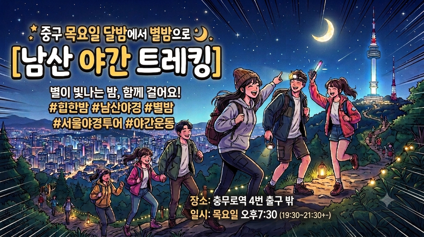 중구 목요일 달밤에서 별밤으로 남산 야간 트레킹
