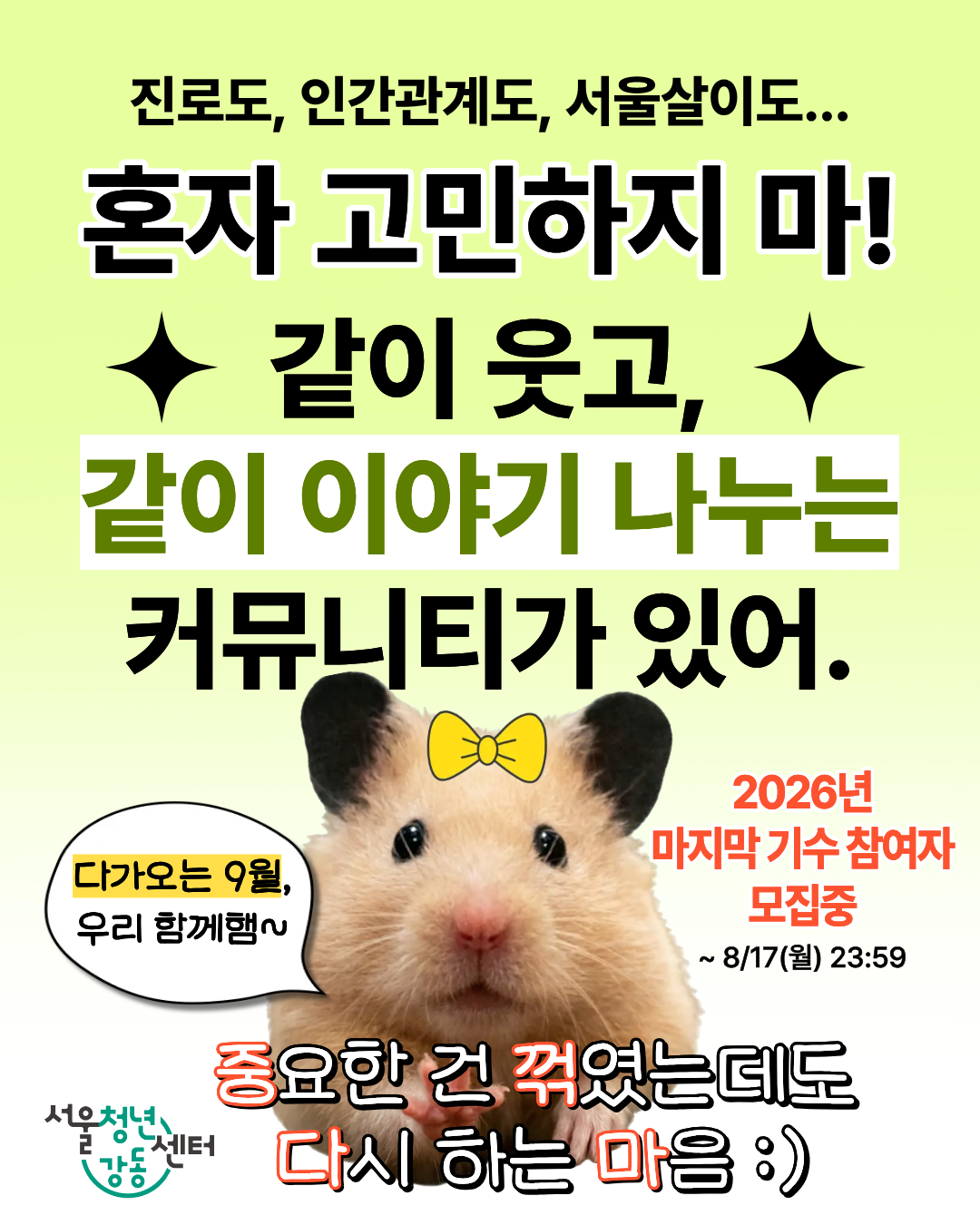 서울청년센터 강동 <든든캠퍼스 4기> 참여자 모집