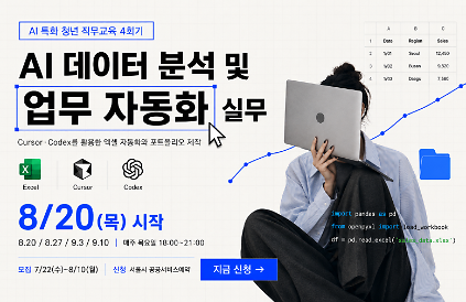 서울청년센터강북 <AI 데이터 분석 및 업무 자동화 실무🖥️> 모집 사진