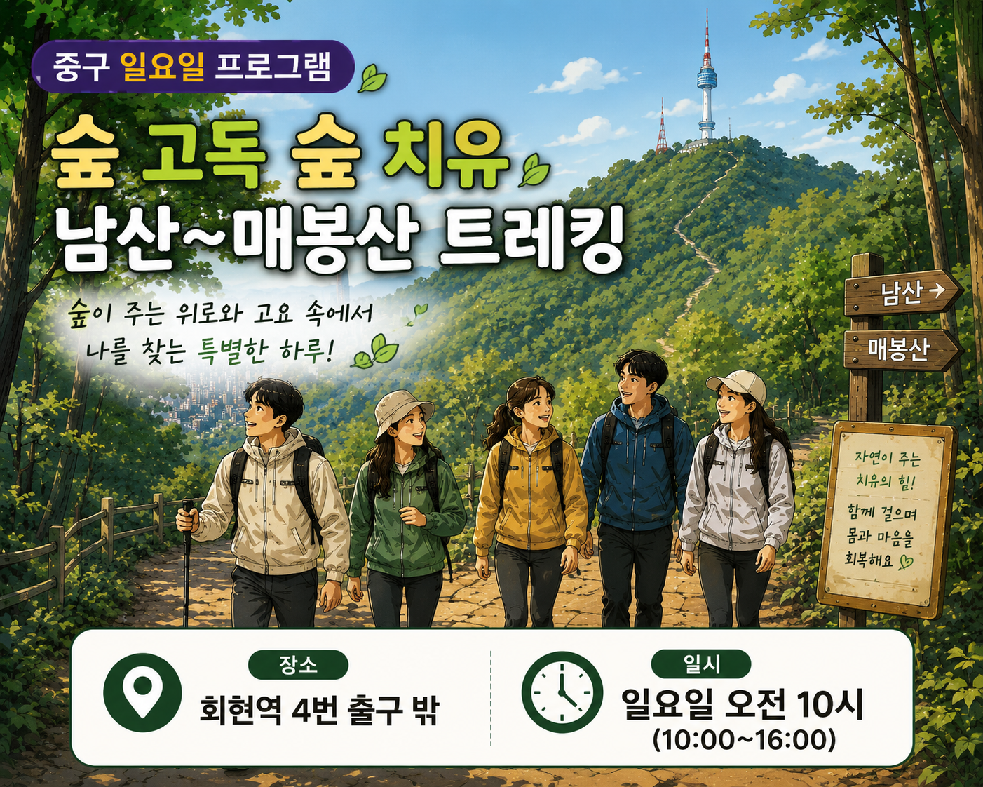 중구 일요일 숲 고독 숲 치유 남산~매봉산 트레킹