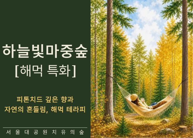[치유의 숲길]서울대공원 치유의 숲, 하늘빛마중숲(해먹 특화, 개인용)