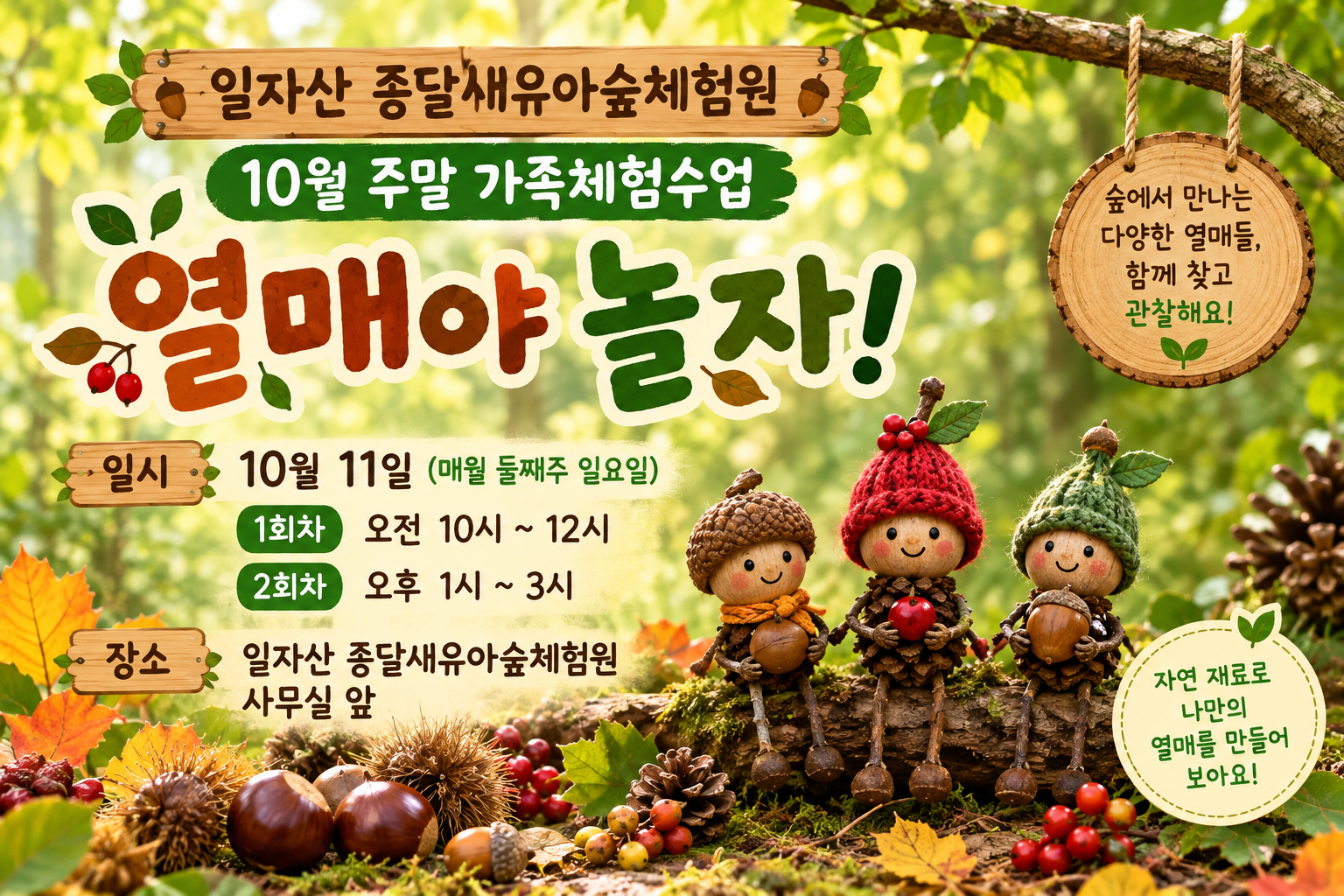 일자산 종달새유아숲체험원 주말프로그램 (일)