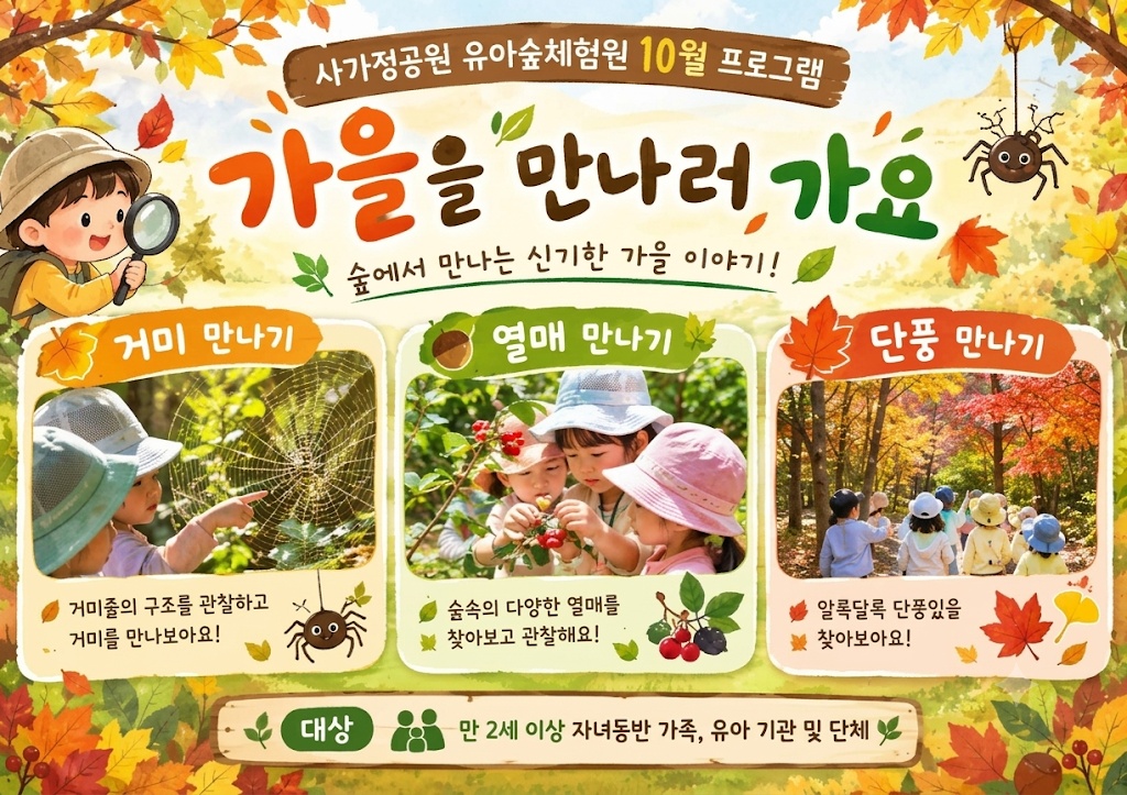 (중랑구)사가정공원유아숲체험원 - 10월 계절별 숲체험 및 생태 놀이-(유아 단체/개인/가족)